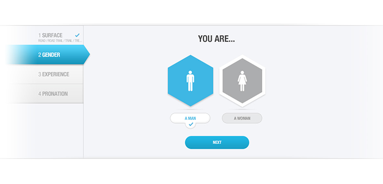 Screenshot of the Asics Shoe Finder